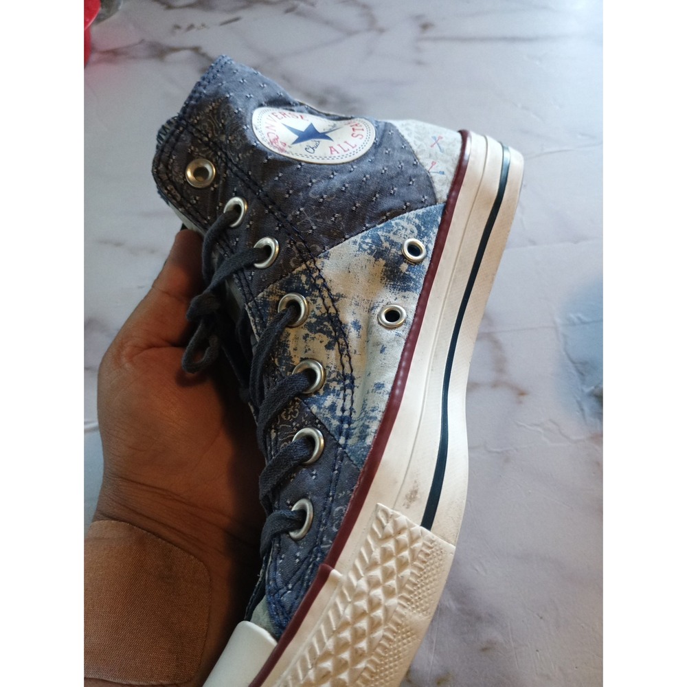 Y2K Style Disstresed Womens Convers All Star Rare Patch Work Denim Graphic Sz7.5 - Picture 3 of 16